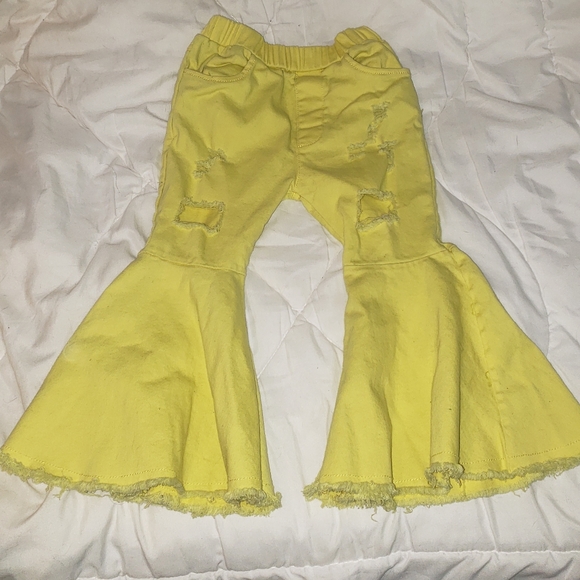 Yellow frayed 4t girl bell bottoms - Picture 1 of 3